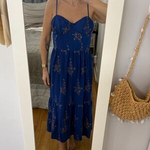 Betsey Johnson Royal Blue Floral Spaghetti-Strap Maxi Dress